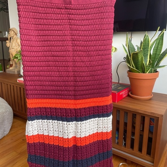 Free people Red and White Midi Pencil Skirt with Slit - Picture 6 of 6